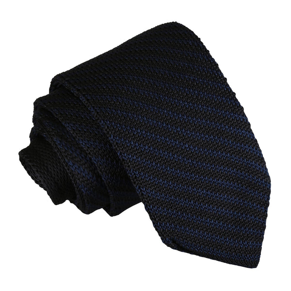 Diagonal Stripe Knitted Slim Tie - Black and Green