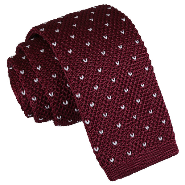 Flecked V Polka Dot Knitted Skinny Tie - Fuchsia Pink