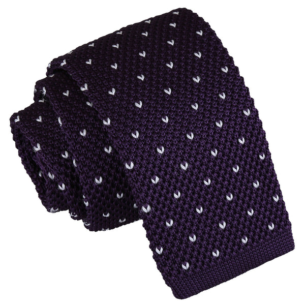 Flecked V Polka Dot Knitted Skinny Tie - Fuchsia Pink