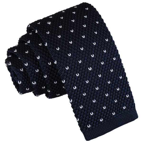 Flecked V Polka Dot Knitted Skinny Tie - Fuchsia Pink