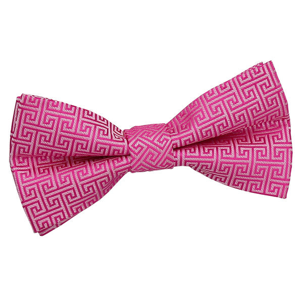 Greek Key Pre-Tied Bow Tie - Burgundy