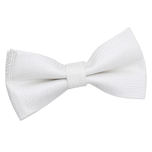 Greek Key Pre-Tied Bow Tie - Ivory