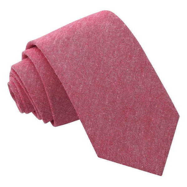 Chambray Cotton Slim Tie - Red