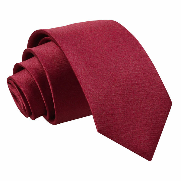Plain Satin Slim Tie - Mulberry