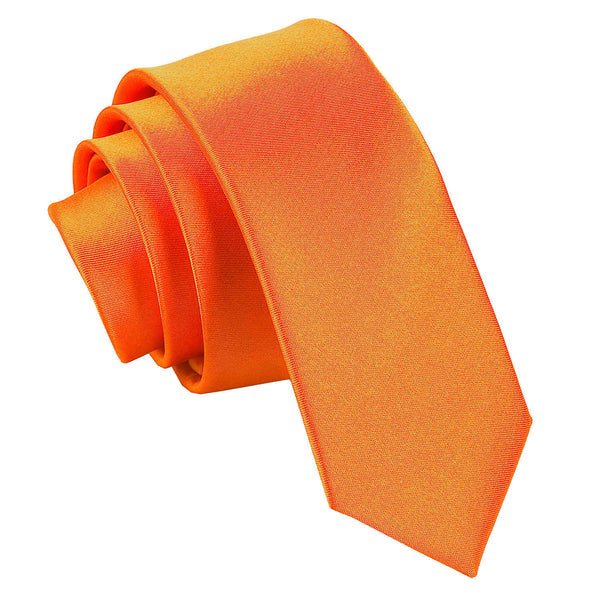 Plain Satin Skinny Tie - Burnt Orange