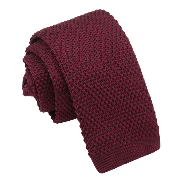 Plain Knitted Tie - Boys - Cabernet Red