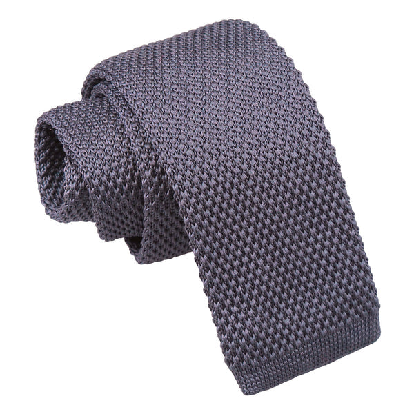 Plain Knitted Tie - Boys - Silver