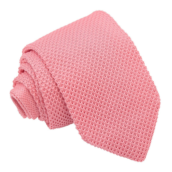 Plain Knitted Slim Tie - Strawberry Pink