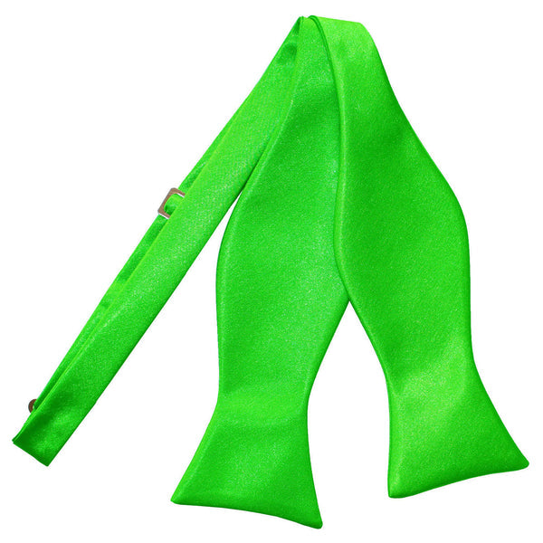 Plain Satin Self-Tie Bow Tie - Lime Green
