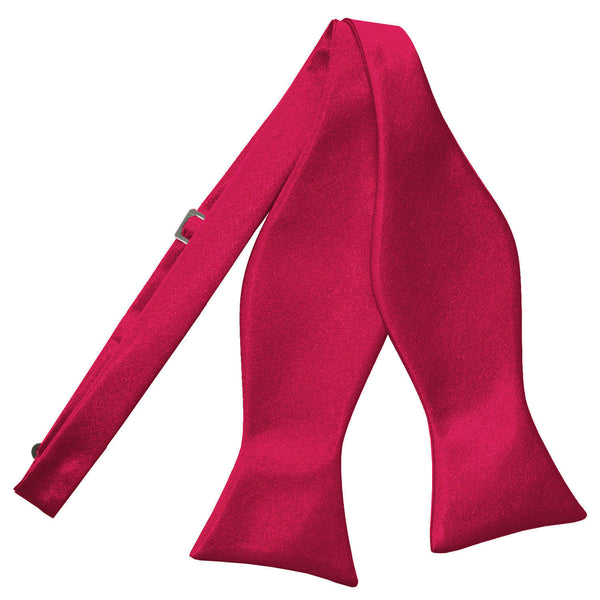 Plain Satin Self-Tie Bow Tie - Crimson Red