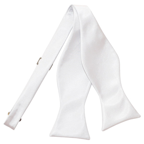 Plain Satin Self-Tie Bow Tie - White