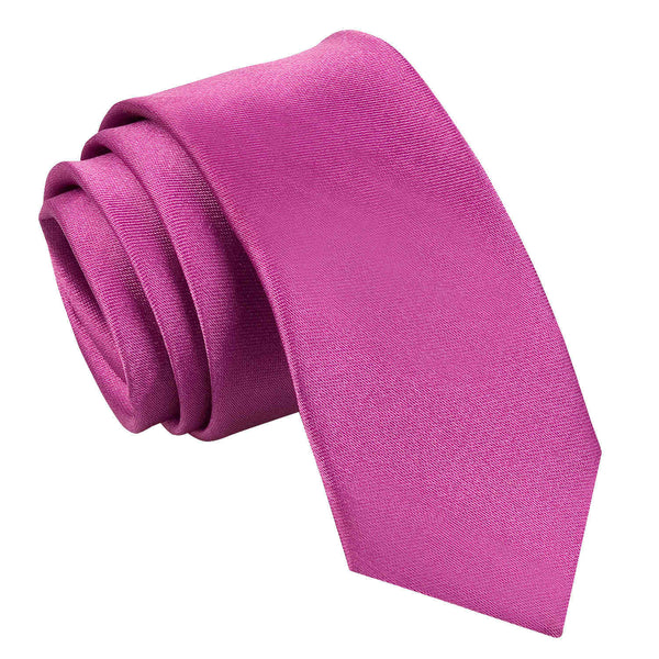 Plain Satin Skinny Tie - Burgundy