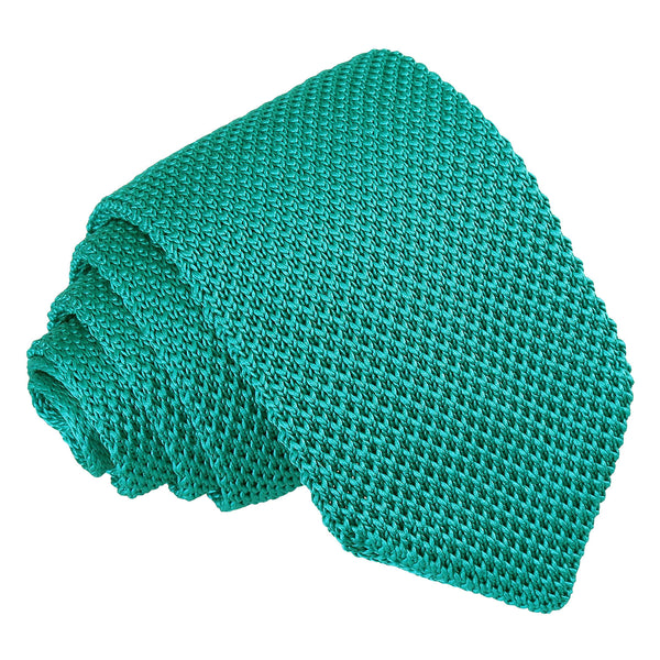 Plain Knitted Slim Tie - Teal
