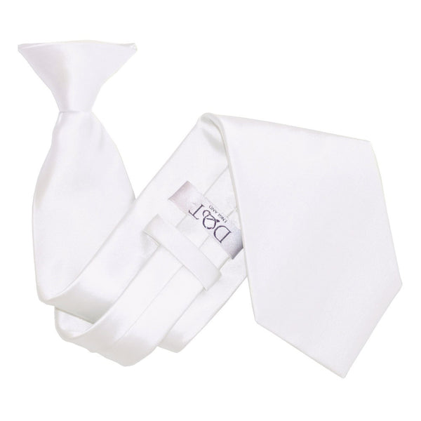 Plain Satin Clip-On Tie - White