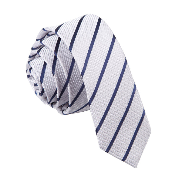 Single Stripe Skinny Tie - White and Black