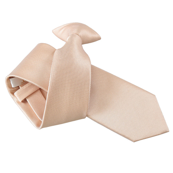 Solid Check Clip On Slim Tie - Champagne