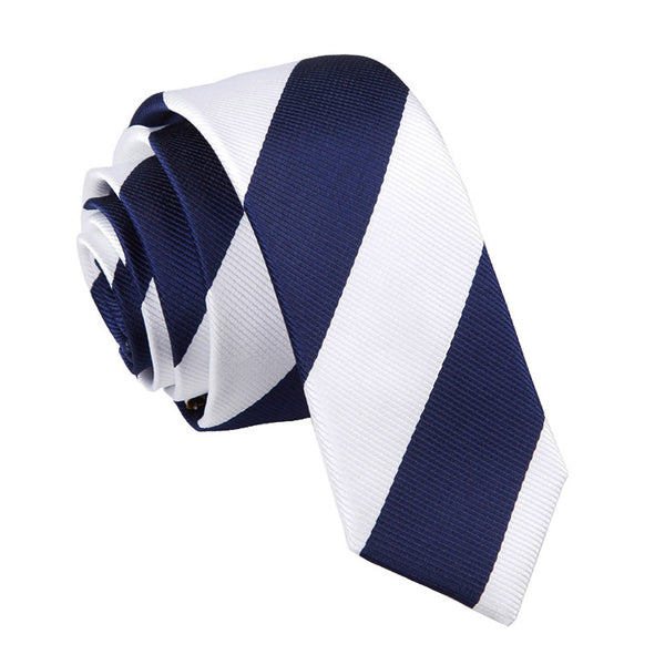 Striped Skinny Tie - Baby Pink and White