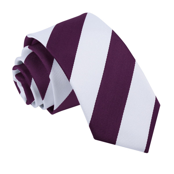 Striped Slim Tie - Baby Pink and White