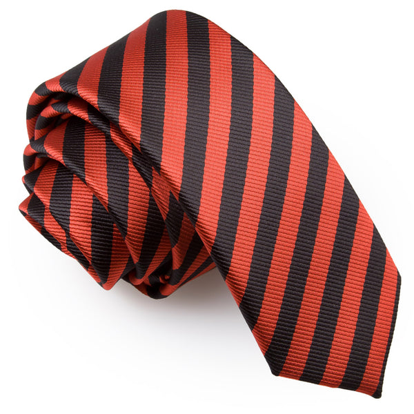Thin Stripe Skinny Tie - Navy Blue and Silver