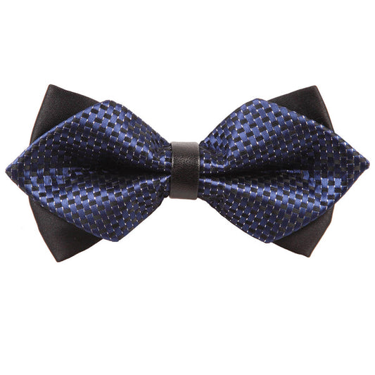Diamond Tip Pre-Tied Bow Tie - Chess Board with Tiny Squares Plum