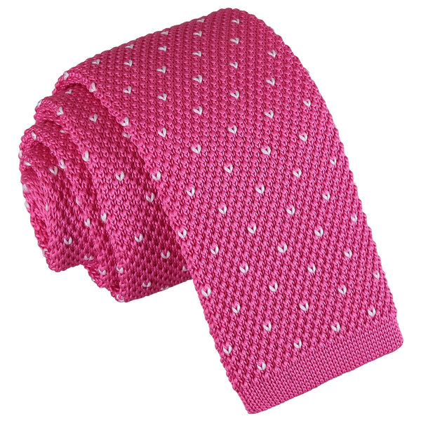 Flecked V Polka Dot Knitted Skinny Tie - Royal Blue
