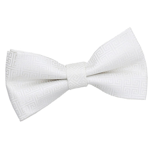 Greek Key Pre-Tied Bow Tie - Ivory