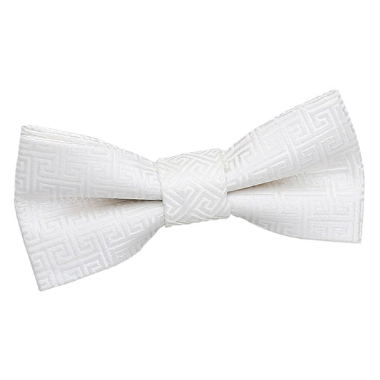 Greek Key Pre-Tied Bow Tie - Boys - Ivory
