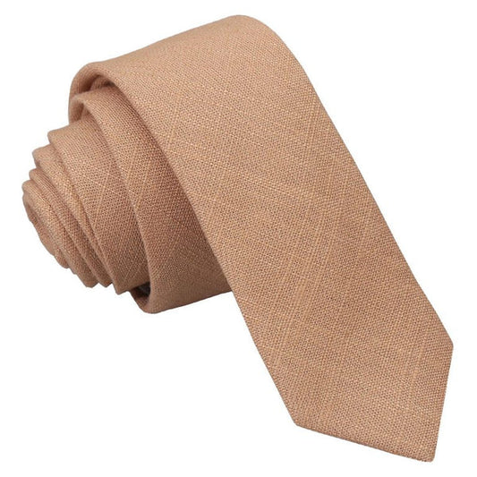 Hopsack Linen Skinny Tie - Carnation Pink