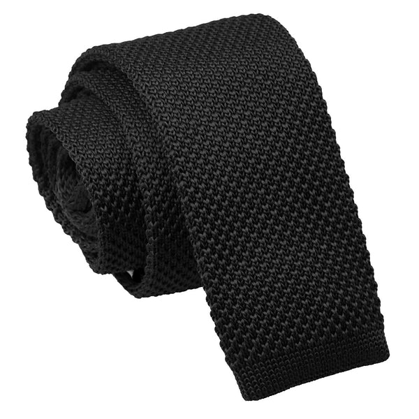 Plain Knitted Skinny Tie - Tangerine