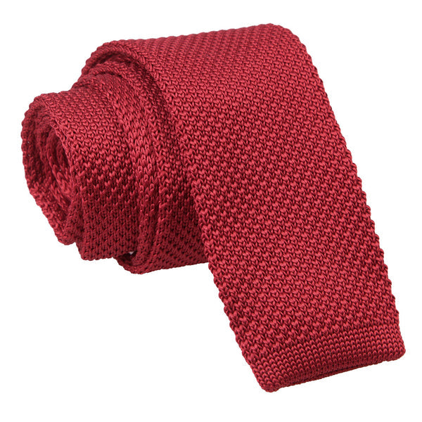 Plain Knitted Skinny Tie - Tangerine