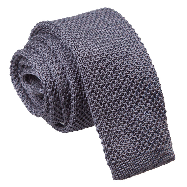 Plain Knitted Skinny Tie - Tangerine