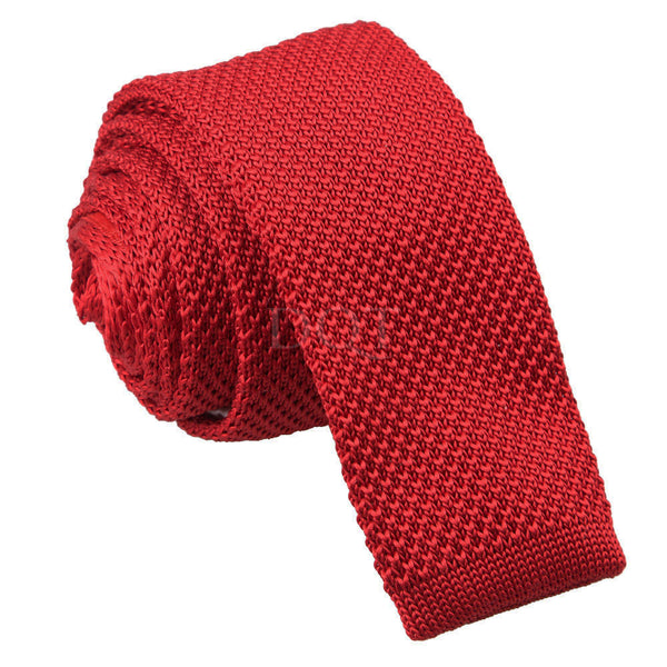 Plain Knitted Skinny Tie - Tangerine