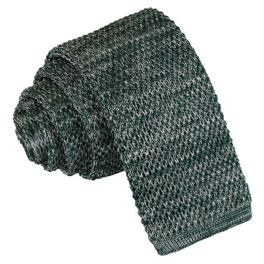 Melange Plain Speckled Knitted Skinny Tie - Teal