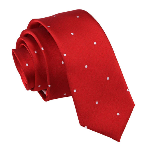 Pin Dot Skinny Tie - Dark Red
