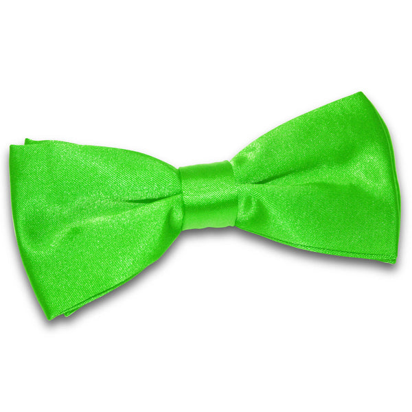Plain Satin Pre-Tied Bow Tie - Lime Green