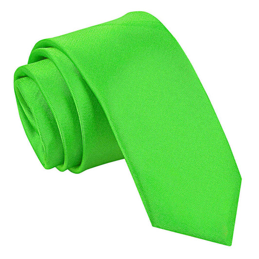 Plain Satin Skinny Tie - Emerald Green