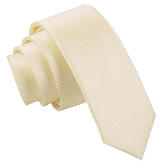 Plain Satin Skinny Tie - Champagne