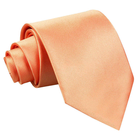 Plain Satin Extra Long Tie - Coral