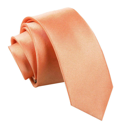 Plain Satin Skinny Tie - Coral