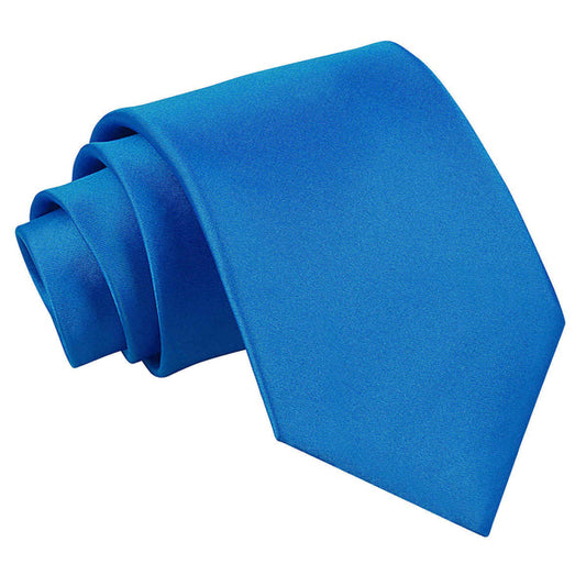 Plain Satin Extra Long Tie - Electric Blue