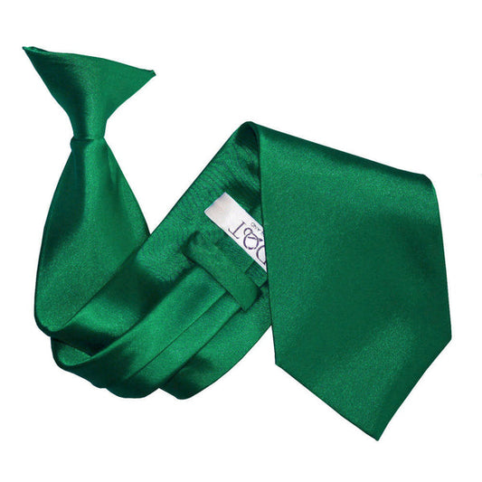 Plain Satin Clip-On Tie - Emerald Green