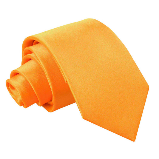 Plain Satin Slim Tie - Fluorescent Orange