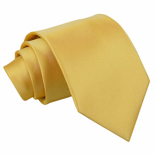 Plain Satin Classic Tie - Gold