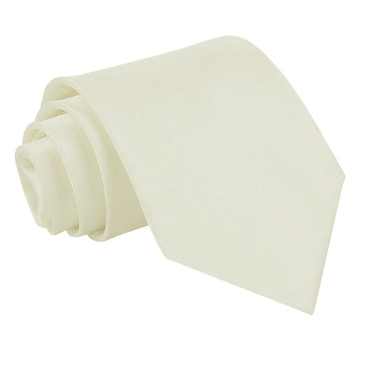 Plain Satin Extra Long Tie - Ivory
