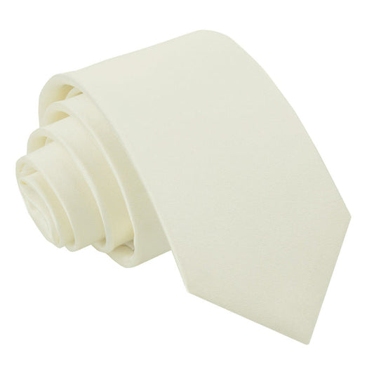 Plain Satin Slim Tie - Ivory