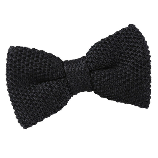 Plain Knitted Pre-Tied Bow Tie - Boys - Black