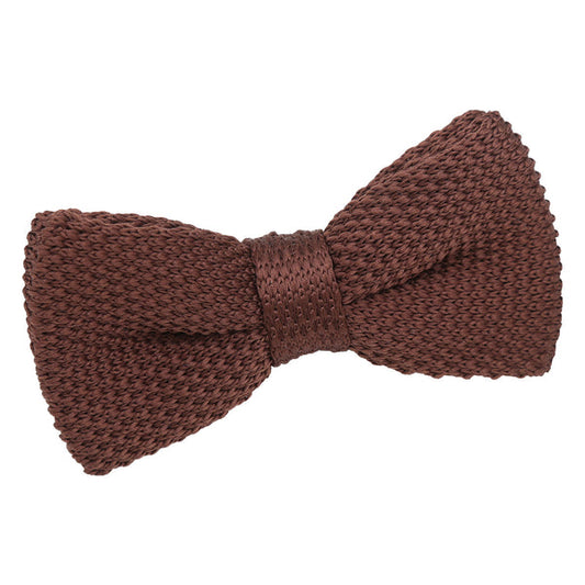 Plain Knitted Pre-Tied Bow Tie - Boys - Chocolate Brown