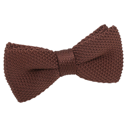 Plain Knitted Pre-Tied Bow Tie - Chocolate Brown