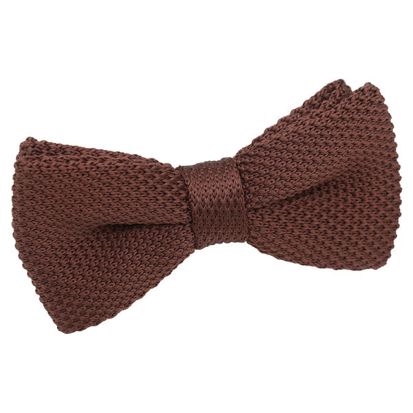 Plain Knitted Pre-Tied Bow Tie - Tangerine