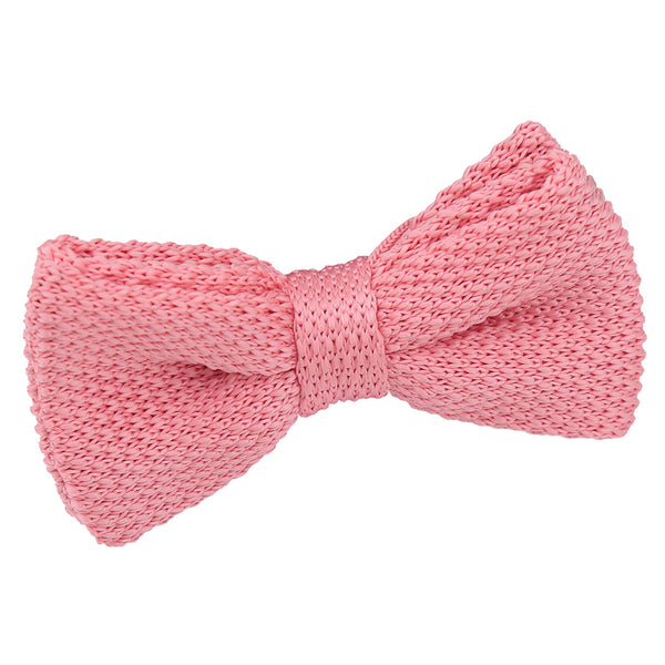 Plain Knitted Pre-Tied Bow Tie - Boys - Flamingo Pink